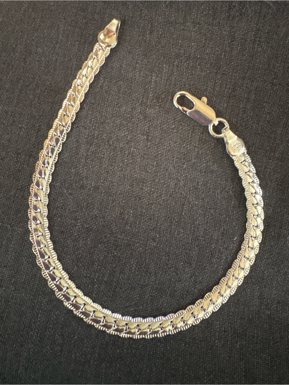 Sterling Silver Double Cuban linkChain Bracelet w lobster clasp